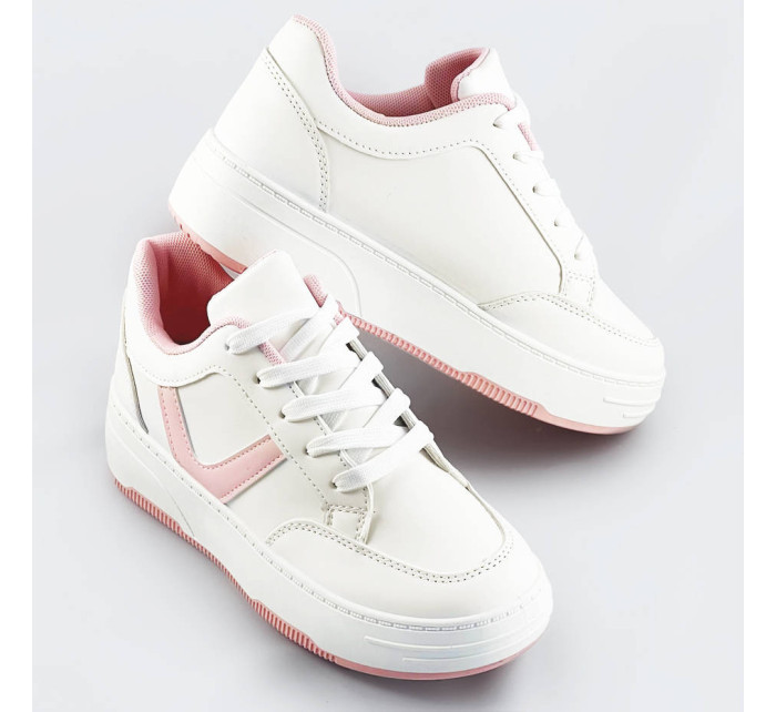 Bielo-ružové dámske športové šnurovacie topánky (S070)
