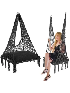 Závesná sedačka DRAGON HAMMOCK 60x60x115 cm s poduškou DARK GREY