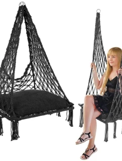Závesná sedačka DRAGON HAMMOCK 60x60x115 cm s poduškou DARK GREY