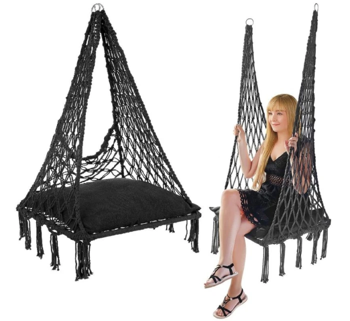 Závesná sedačka DRAGON HAMMOCK 60x60x115 cm s poduškou DARK GREY Závesná sedačka DRAGON HAMMOCK 60x60x115 cm s poduškou DARK GREY