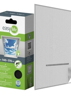 MOSKYTIÉRA NA STREŠNÉ OKNO 140X170 ČIERNY POLYESTER + PÁSIK NA SUCHÝ ZIPS