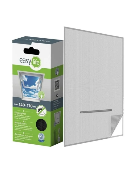 MOSKYTIÉRA NA STREŠNÉ OKNO 140X170 ČIERNY POLYESTER + PÁSIK NA SUCHÝ ZIPS