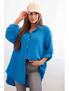 Bavlnená mušelínová košeľa tyrkysová