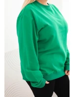 Dámská mikina s model 21723064 výstřihem Plus Size bavlněná basic zelená - K-Fashion