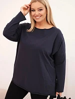 Dámske bavlnené Plus veľkosť asymetrické dlhý rukáv blúzka Garnet