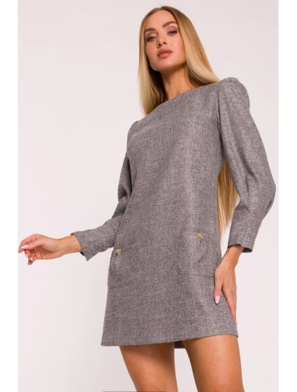 M870 Tvídové mini šaty - grafitové M870 Tvídové mini šaty - grafitové