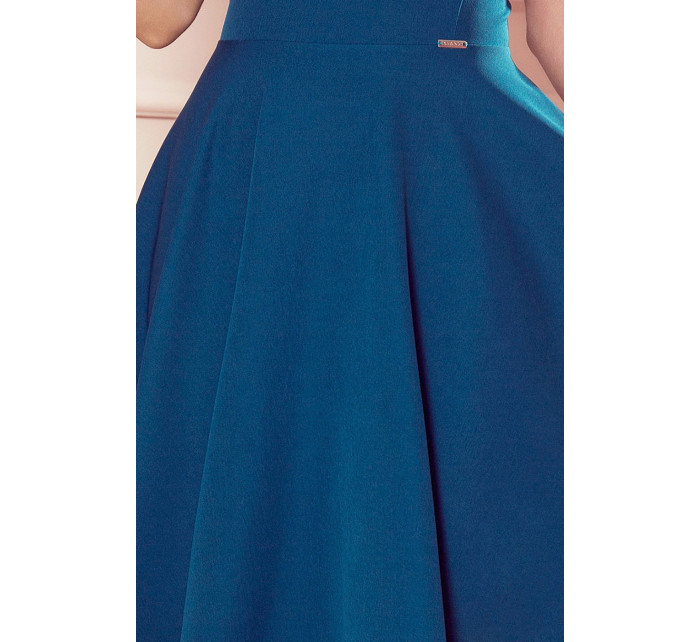 Volánové šaty s výstrihom Numoco - modré