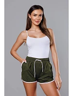 Dámské šortky v khaki barvě s kontrastní lemovkou model 18369470 - J.STYLE Dámské šortky v khaki barvě s kontrastní lemovkou model 18369470 - J.STYLE