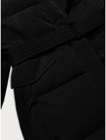 Úzka zimná bunda s opaskom čierna (23MY-207)