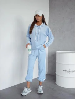 Svetlomodrá dámska velúrová tepláková súprava s tienidlami (508)