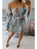 Španielske kvetinové šaty v mätovej farbe Španielske kvetinové šaty v mätovej farbe