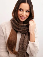 Dámsky klasický vlnený šál s vrkočovým vzorom KN22 mocca