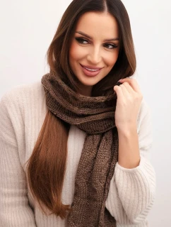 Dámsky klasický vlnený šál s vrkočovým vzorom KN22 mocca