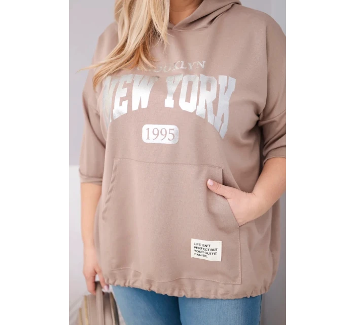 Dámska mikina plus size z viskózy s kapucňou a klokaním vreckom Fango