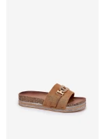 Klapki Damskie Ze Złotym Detalem Na Platformie Z Brokatem Camel Eanes Klapki Damskie Ze Złotym Detalem Na Platformie Z Brokatem Camel Eanes