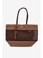 Velká Pletená Nákupní Taška s Přívěskem Hnědá Lucette