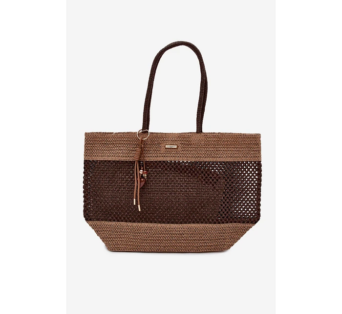 Velká Pletená Nákupní Taška s Přívěskem Hnědá Lucette