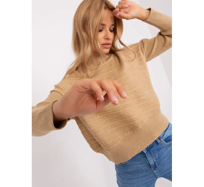 Sweter AT SW model 18900695 camelowy - FPrice Sweter AT SW model 18900695 camelowy - FPrice