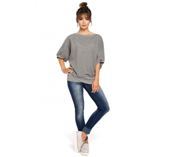 B048 Blúzka nadmernej veľkosti so zavinovacími detailmi - šedá B048 Blúzka nadmernej veľkosti so zavinovacími detailmi - šedá