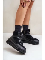 Dámske tenisky na platforme z jahňacej kože Lee Cooper Black Dámske tenisky na platforme z jahňacej kože Lee Cooper Black