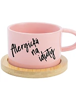 ALERGICKÁ NA IDIOTY - růžový hrníček makronka 200 ml