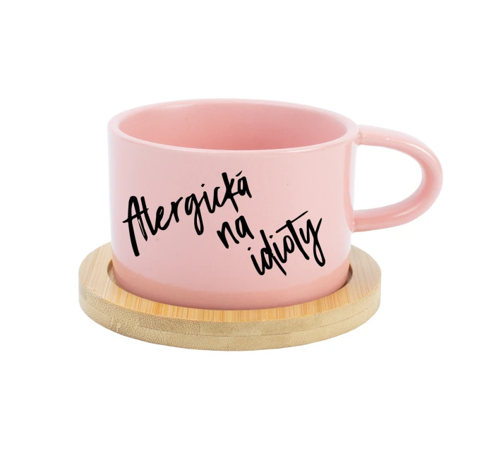 ALERGICKÁ NA IDIOTY - růžový hrníček makronka 200 ml