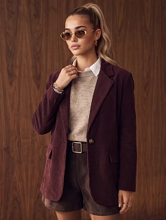 Dámska manšestrová bunda v baklažánovej farbe FashionStreet PY0159