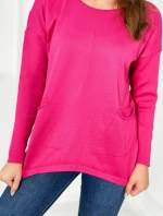 Sveter s prednými vreckami fuchsie