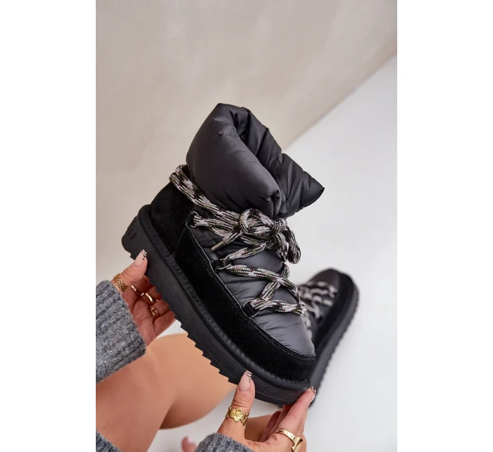 Dámske semišové snežnice s hrubým šnurovaním D.Franklin DFSH375003 Black Dámske semišové snežnice s hrubým šnurovaním D.Franklin DFSH375003 Black