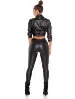 Sexy orezaná blúzka Kunstleder T2880 čierna - Koucla Sexy orezaná blúzka Kunstleder T2880 čierna - Koucla