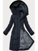Tmavě modrá dámská zimní bunda s páskem model 21248036 - LHD