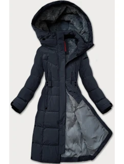 Tmavě modrá dámská zimní bunda s páskem model 21248036 - LHD