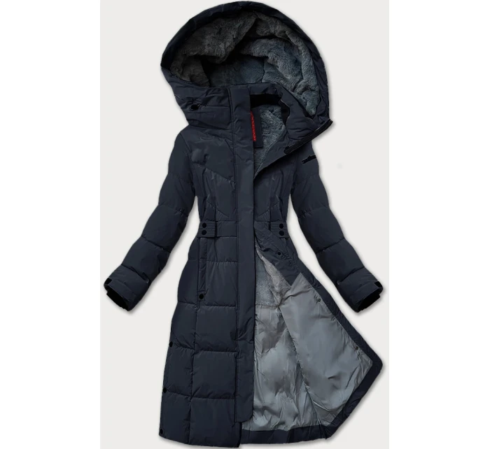 Tmavě modrá dámská zimní bunda s páskem model 21248036 - LHD