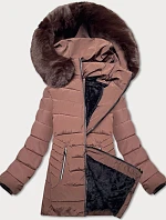 Dámska prešívaná zimná bunda S'west s kapucňou v čokoládovej farbe (B8299-14)