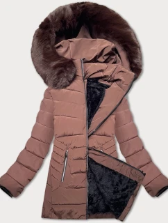 Dámska prešívaná zimná bunda v čokoládovej farbe s kapucňou S'west (B8299-14)