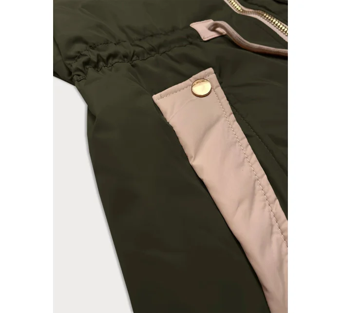 Dámská bunda v khaki barvě se v pase model 20829981 - S'WEST Dámská bunda v khaki barvě se v pase model 20829981 - S'WEST