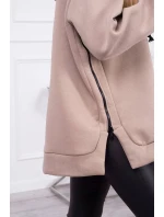 Zateplená mikina so zipsom na boku tmavo béžová Zateplená mikina so zipsom na boku tmavo béžová