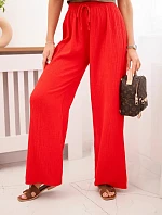 Mušelínové nohavice so širokými nohavicami červenej farby