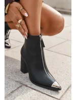 Botki Damskie Na Słupku Z Ozdobnym Zamkiem Czarne Wiviane