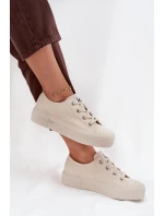 Trampki Damskie Na Platformie LEE ISLA C WOMEN LOW 50253001.35E Beżowe