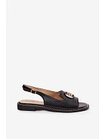 Dámské sandály na nízkém podpatku s ozdobou S.Barski KV61-6037 Černé