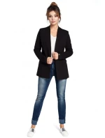 B030 Pletená bunda bez goliera - čierna