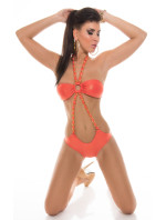 Sexy bandeau monokini with chain and glitter