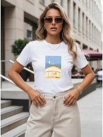 Dámske tričko s potlačou, bavlnené, klasické, biele, FashionStreet NX8027RY Dámske tričko s potlačou, bavlnené, klasické, biele, FashionStreet NX8027RY
