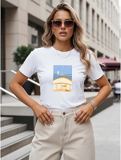 Dámske tričko s potlačou, bavlnené, klasické, biele, FashionStreet NX8027RY
