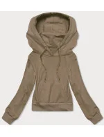 Tmavobéžová krátka mikina s kapucňou (8B939-91) Tmavobéžová krátka mikina s kapucňou (8B939-91)
