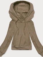 Krátka mikina s kapucňou tmavobéžová (8B939-91)