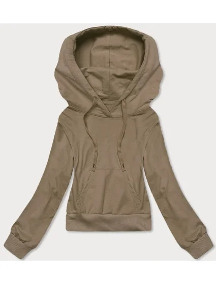 Tmavobéžová krátka mikina s kapucňou (8B939-91) Tmavobéžová krátka mikina s kapucňou (8B939-91)