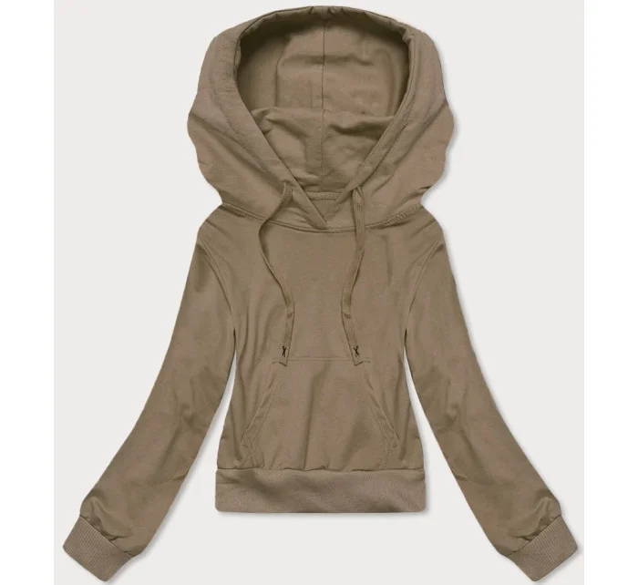 Tmavobéžová krátka mikina s kapucňou (8B939-91) Tmavobéžová krátka mikina s kapucňou (8B939-91)