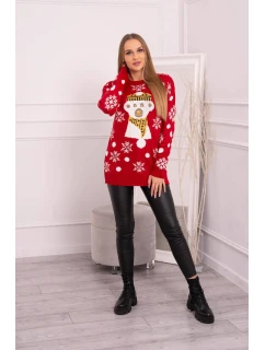 Vianočný sveter s medvedíkom červený
